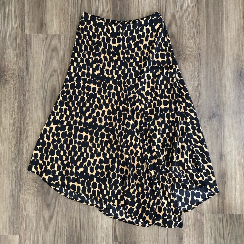 Leopard Print Asymmetrical Midi Skirt